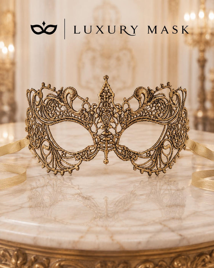 Gold Lace Masquerade Mask for Women - view 5