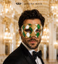 Green, White and Gold Checkered Masquerade Mask for Men - view 2