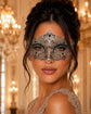 Silver Crown Masquerade Mask for Women with Black Stones - view 2
