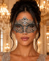 Silver Crown Masquerade Mask for Women with Black Stones - front view