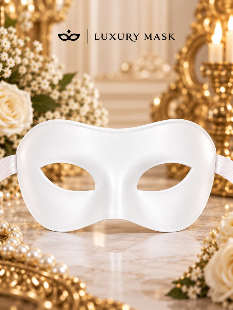 White Classic Venetian Mask for Men | Traditional Half Face Masquerade Mask for Mardi Gras, Carnival & Costume Events product view 7