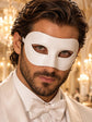 White Classic Venetian Mask for Men | Traditional Half Face Masquerade Mask for Mardi Gras, Carnival & Costume Events product view 2