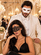 White & Black Couples Masquerade Mask Set | Classic Venetian Mask for Men and Elegant Lace Mask for Women product view 4