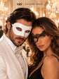 White & Black Couples Masquerade Mask Set | Classic Venetian Mask for Men and Phantom Lace Mask for Women product view 4