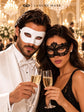 White Classic Venetian Mask for Men & Black Flower Lace Mask for Women | His and Hers Masquerade Mask Set product view 4
