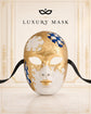 Blue Checkered Full-Face Masquerade Mask - Gold and White - view 8