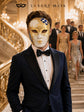 Blue Checkered Full-Face Masquerade Mask - Gold and White - view 7