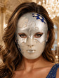 Blue Checkered Full-Face Masquerade Mask - Silver and White - view 2