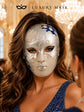 Blue Checkered Full-Face Masquerade Mask - Silver and White - view 6