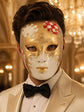 Red Checkered Full-Face Masquerade Mask - Gold and White - view 4