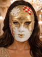Red Checkered Full-Face Masquerade Mask - Gold and White - view 3