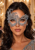 Silver Swan Lace Masquerade Mask for Women - front view