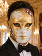 Purple Checkered Full-Face Masquerade Mask - Gold and White - view 5