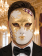 Purple Checkered Full-Face Masquerade Mask - Gold and White - view 3