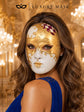 Purple Checkered Full-Face Masquerade Mask - Gold and White - view 4