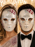 Purple Checkered Full-Face Masquerade Mask - Silver and White - front view