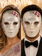 Purple Checkered Full-Face Masquerade Mask - Silver and White - front view
