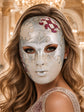 Purple Checkered Full-Face Masquerade Mask - Silver and White - view 4