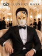 Black Checkered Full-Face Masquerade Mask - Gold and White - view 7