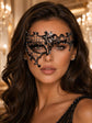 Black Phantom Masquerade Mask for Women with Clear Rhinestones - front view