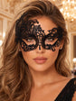 Black Swan Lace Masquerade Mask for Women - front view