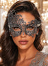 Silver Chrome Swan Lace Masquerade Mask for Women - front view