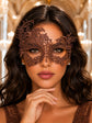 Mocha Brown Swan Lace Masquerade Mask for Women - view 2