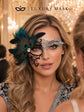 Silver and Black Phantom Feather Masquerade Mask for Women - view 3