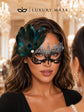 Silver and Black Peacock Feather Masquerade Mask for Women - view 3