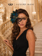 Gold and Black Phantom Masquerade Mask for Women with Feathers - view 4