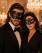 Black Couples Masquerade Mask Set - Lace and Classic Venetian - front view