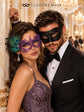 Black & Purple Masquerade Pair | Classic Venetian Mask for Men with Purple Peacock Feather Lace Mask for Women - product image 5