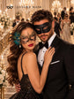 Black Classic Venetian Mask for Men & Gold Black Peacock Lace Mask for Women | Couples Masquerade Set - product image 2