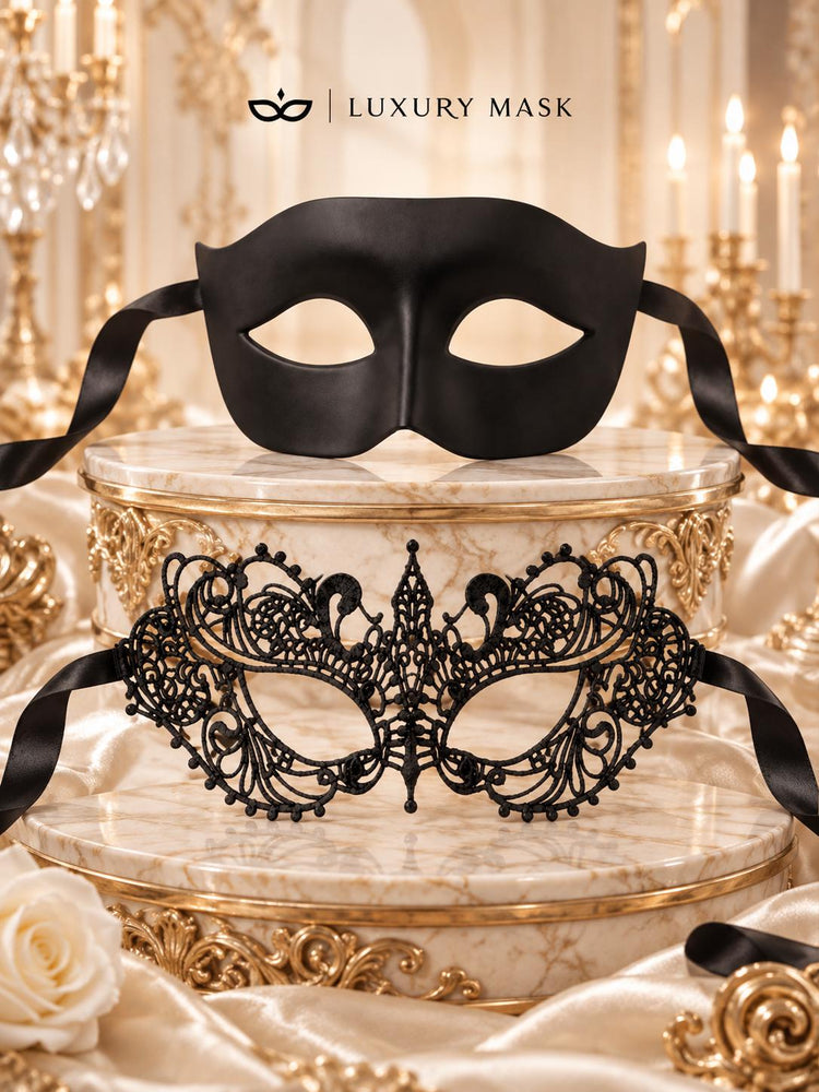 Black Venetian Masquerade Pair | Classic Men&