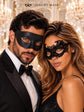 Black Classic Venetian Mask for Men & Black Lace Mask for Women | Elegant His and Hers Masquerade Set - product image 2