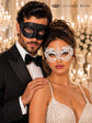 Black & White Masquerade Pair | Classic Venetian Mask for Men with Elegant White Lace Mask for Women - product image 2