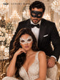 Black & White Venetian Masquerade Masks | Classic Black Mask for Men with White Lace Mask for Women - product image 4