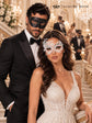 Black Classic Venetian Mask for Men with White Swan Lace Mask for Women | Black & White Couples Masquerade Set - product image 3