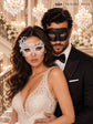 Black Classic Venetian Mask for Men with White Swan Lace Mask for Women | Black & White Couples Masquerade Set - product image 4