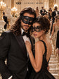 Black Glitter Venetian Mask for Men & Black Lace Mask for Women | His and Hers Masquerade Mask Set - product image 5