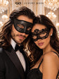 Black Glitter Venetian Mask for Men with Black Flower Lace Mask for Women | Couples Masquerade Mask Set - product image 2