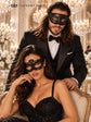 Black Glitter Venetian Mask for Men with Black Flower Lace Mask for Women | Couples Masquerade Mask Set - product image 5