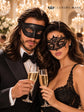 Black Venetian Glitter Mask for Men & Black Lace Mask for Women | Elegant Couples Masquerade Masks - product image 3