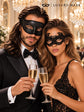 Black Glitter Venetian Mask for Men Paired with Black Lace Mask for Women | His & Hers Masquerade Set - product image 2
