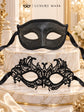 Black Glitter Venetian Mask for Men Paired with Black Lace Mask for Women | His & Hers Masquerade Set - product image 5