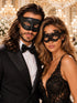 Black Glitter Venetian Mask for Men Paired with Black Lace Mask for Women | His & Hers Masquerade Set - product image 1