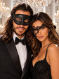 Black Phantom Lace Mask for Women with Black Glitter Venetian Mask for Men | Couples Masquerade Set - product image 1