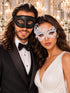 White Swan Lace Masquerade Mask for Women with Black Glitter Venetian Mask for Men | Elegant Couples Mask Set - product image 1
