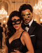 Gold Classic Venetian Mask for Men & Black Flower Lace Mask for Women | Elegant Couples Masquerade Mask Set product view 3