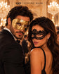 Gold Classic Venetian Mask for Men & Black Flower Lace Mask for Women | Elegant Couples Masquerade Mask Set product view 4